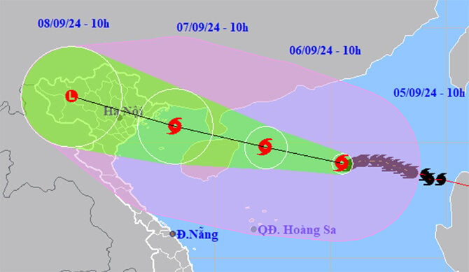 Dự báo đường đi của bão số 3. (Nguồn: NCHMF)